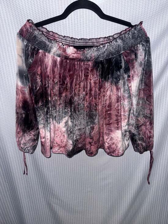 American Eagle Tops - American Eagle Velvet Off-The-Shoulder Tie-Dye Blouse